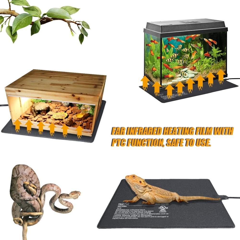 Reptile Pet Heating Mat Indoor Outdoor Heated Pet Pad PVC Material PTC Function Heating Mat Warming Bed for Dog Cat Bunny