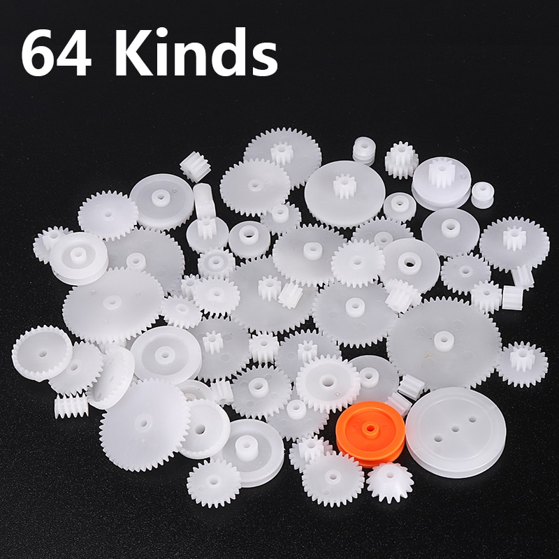 64 tipos de ruedas de tornillo sinfín de doble capa de eje de plástico M0.5 para Robot DIY necesario