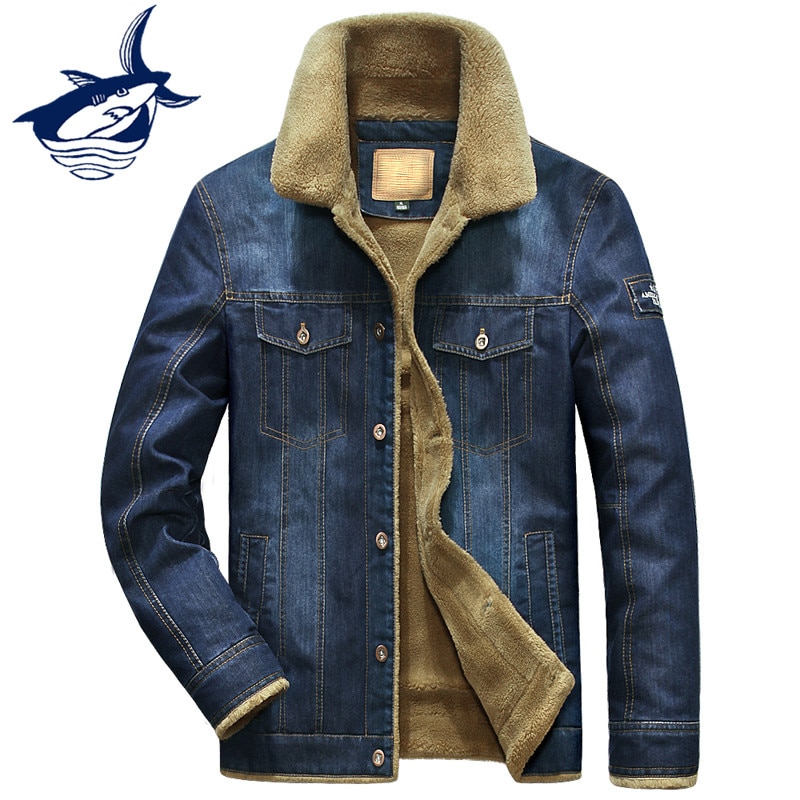 Denim Parka rétro épaissir Denim veste hommes hiver polaire vestes et manteaux hommes plus velours Outwear grande taille 5XL