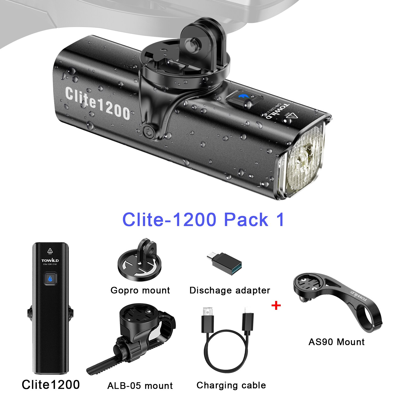 towild Fietsverlichting koplamp fiets koplamp 1200 lumen 4000 mAh