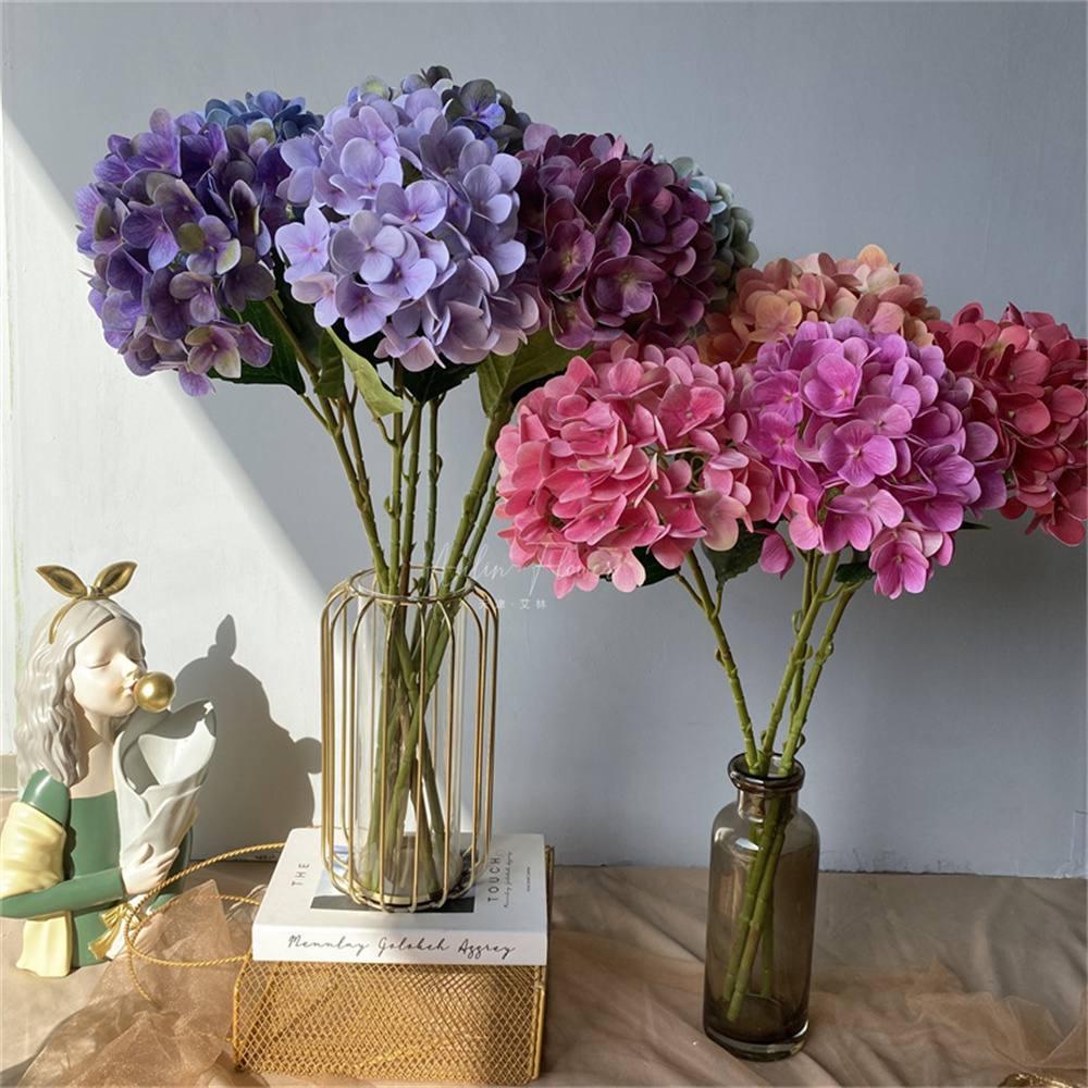 Kunstbloemen Goedkope Zijden Hortensia Bruidboeket Bruiloft Nieuwjaar Decoratie Woonaccessoires voor Vaas Planten Arrangement