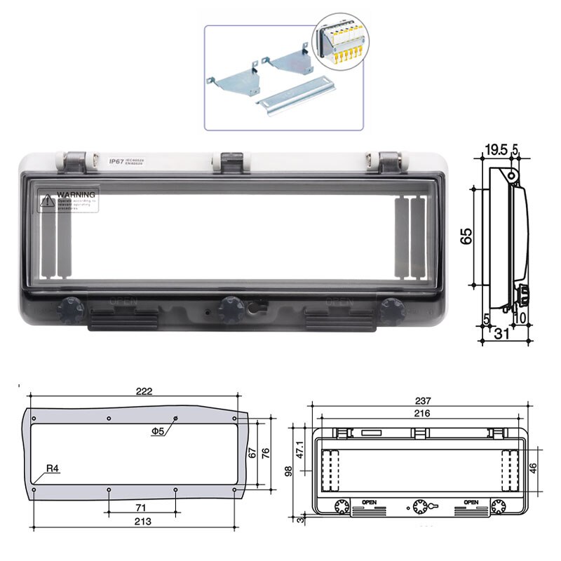 Transparent button protection window cover Waterproof window circuit breaker switch IP67 splash cover box: 12 without bottom