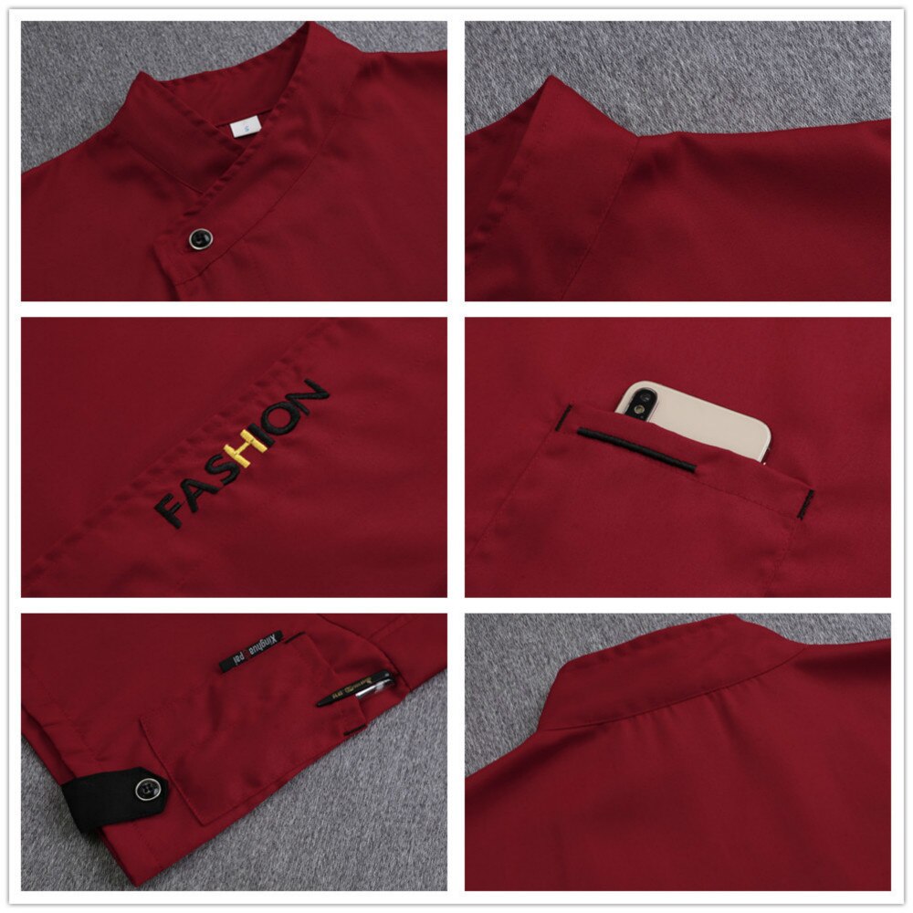 Chef Waiter Short Sleeve Jacket Kitchen Restaurant Uniforms Unisex Hotel Sushi Costume Barbershop Work Clothes Free Scarf