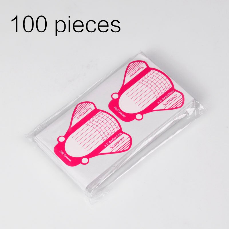 100 Pcs Nail Art Lalic Tips Uitbreiding Forms Gids Franse Rose Diy Tool Acryl Uv Gel Papier