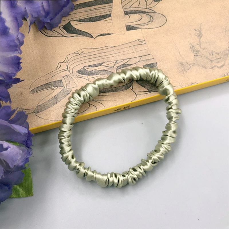 Silk Women's Hair Scrunchie Hairband 1cm wide Elastic Band Ponytail Holder Hair Accessories: Ivory