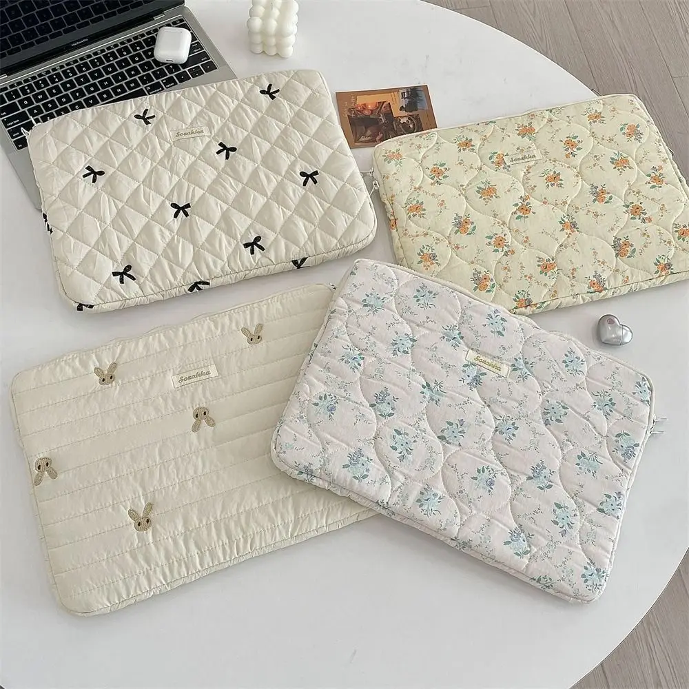 Universele Konijn Laptop Sleeve Case 11/13/15 inch Gebroken Bloemen Laptoptas Strik Schokbestendig Tablet Beschermhoes