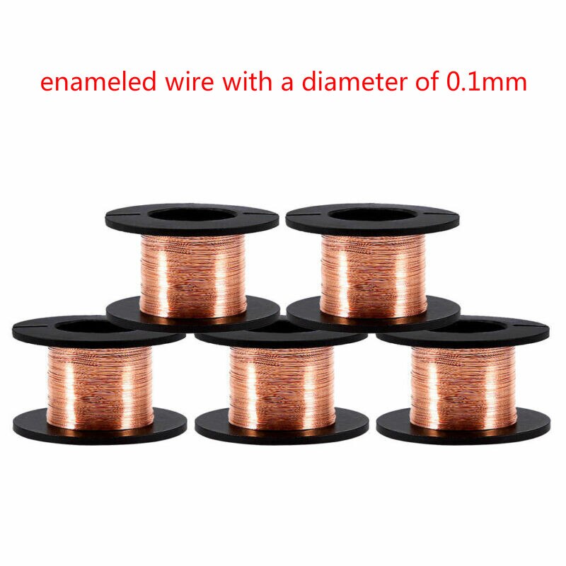 Alambre de cobre fino de 0,1mm de diámetro, cable de soldadura de reparación solenoide, rotor esmaltado, bricolaje, 5 uds.