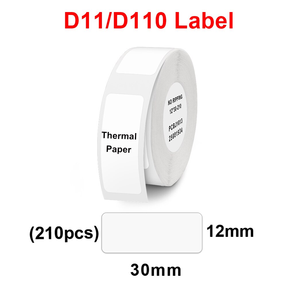 D11 elastyczny kabel papier do Niimbot D11 D110 przenośny Mini bezprzewodowa drukarka etykiet Bluetooth wodoodporny D11 etykieta druku papieru: 12x30mm 210pcs