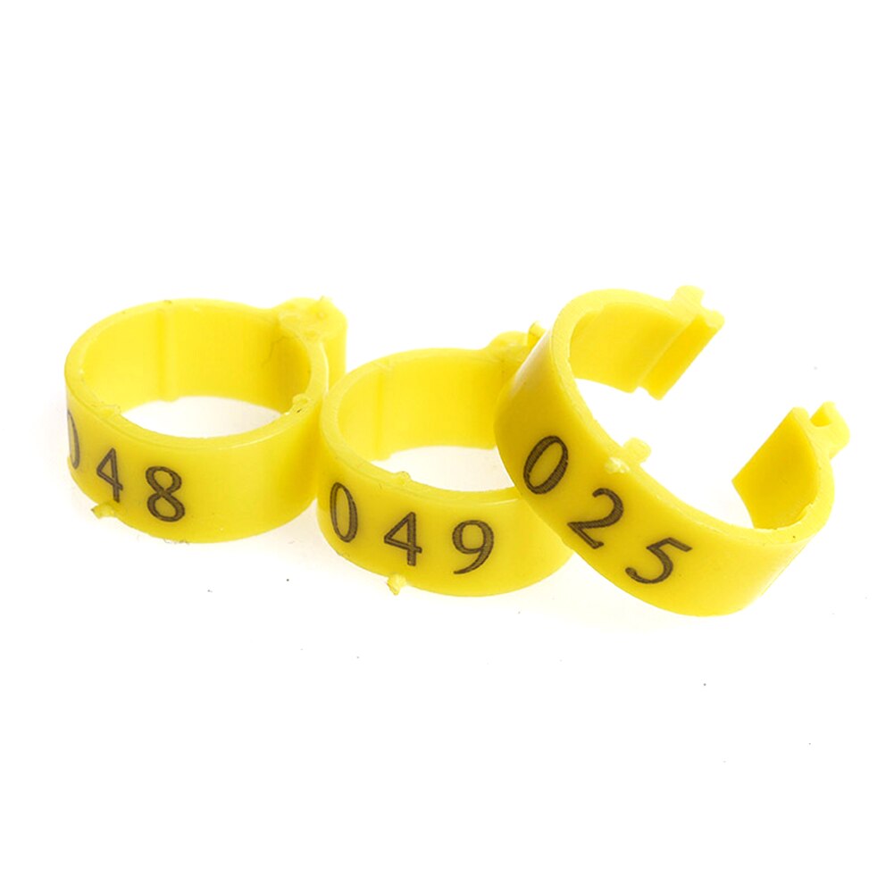 100 stk fôringsklips bånd fugl papegødu mini nummerert 16mm gjenbrukbare 001 til 100 fjærkre bein ringe kyllinger ender gås