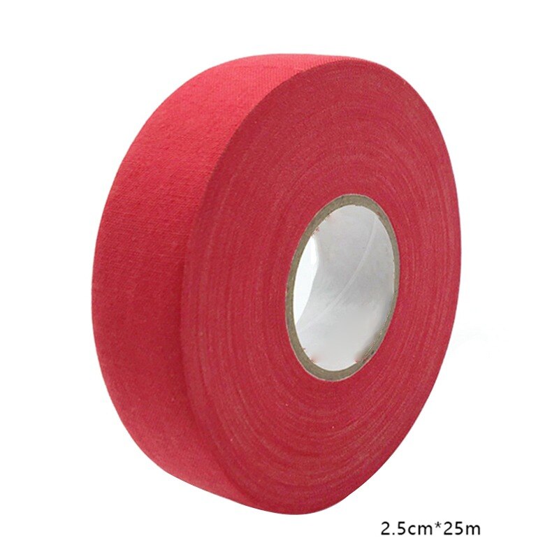 1PC 2.5cm x 25m di Stoffa Hockey Su Nastro di Sport di Sicurezza Calcio Pallavolo Basket Ginocchiere Hockey Su Nastro del Bastone da Golf gomito Nastro Nuovo: Rosso