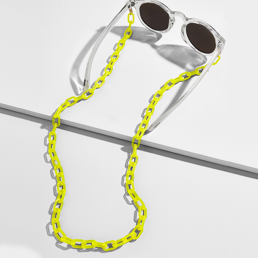 70cm Acryl Sonnenbrille Kette Mehrfarbig Lesebrille Schlüsselband Gurt Einstellbare Nacken Kette Brillen Schlüsselband: Gelb