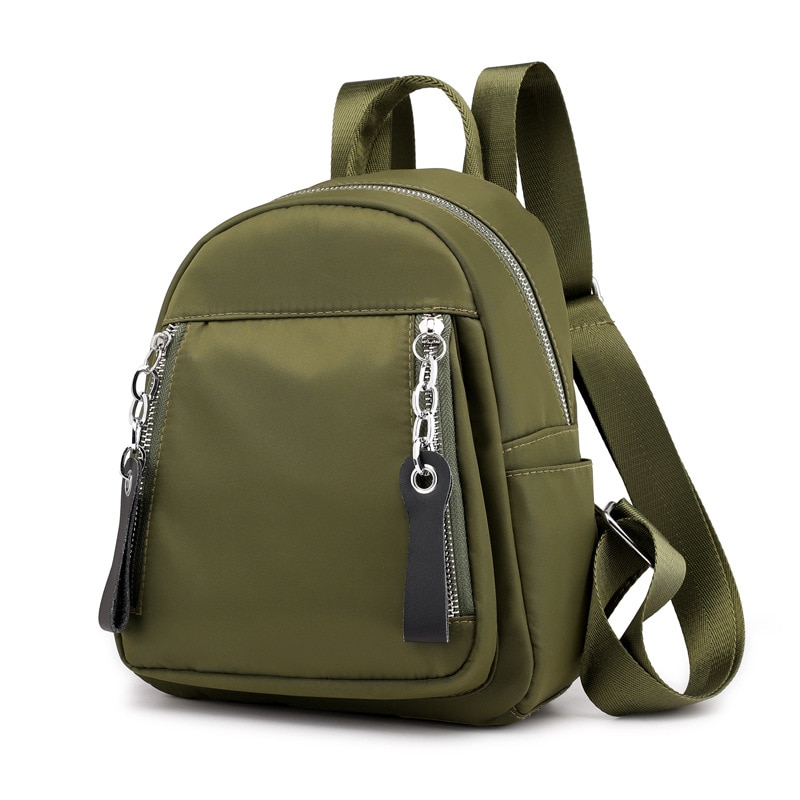 Kvinnor ryggsäck vattentät nylon ryggsäckar dam dagliga förpackningar casual liten storlek reseaxelväska bolsa mochila: Armégrön