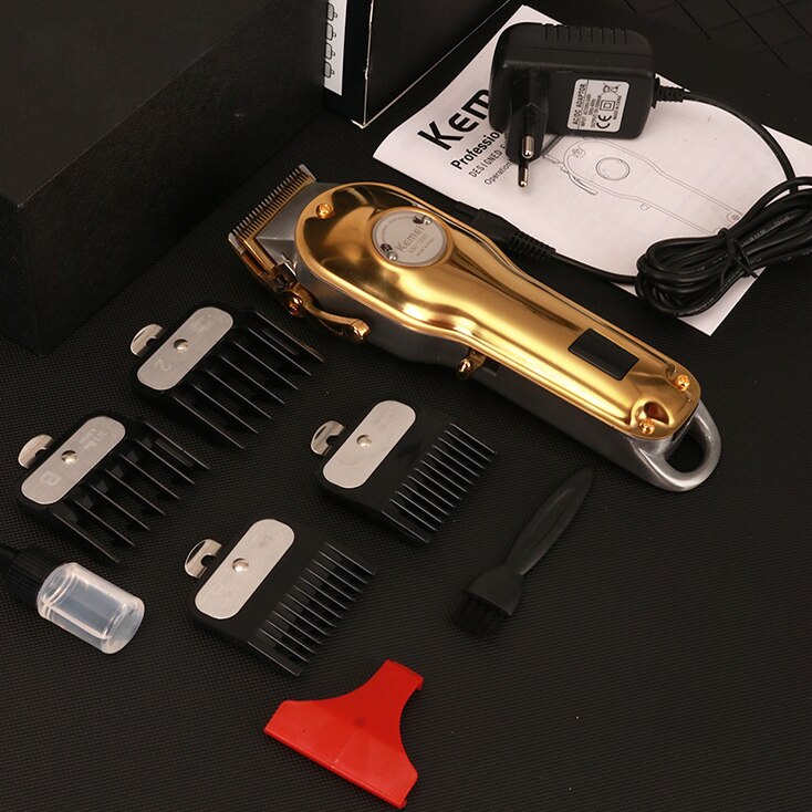 Kemei Elektrische Haar Haarschneidemaschine kabellos LCD Alle-metall Friseur Haar Schneiden Trimmer Gold Silber Maschine Mäihr KM-1986