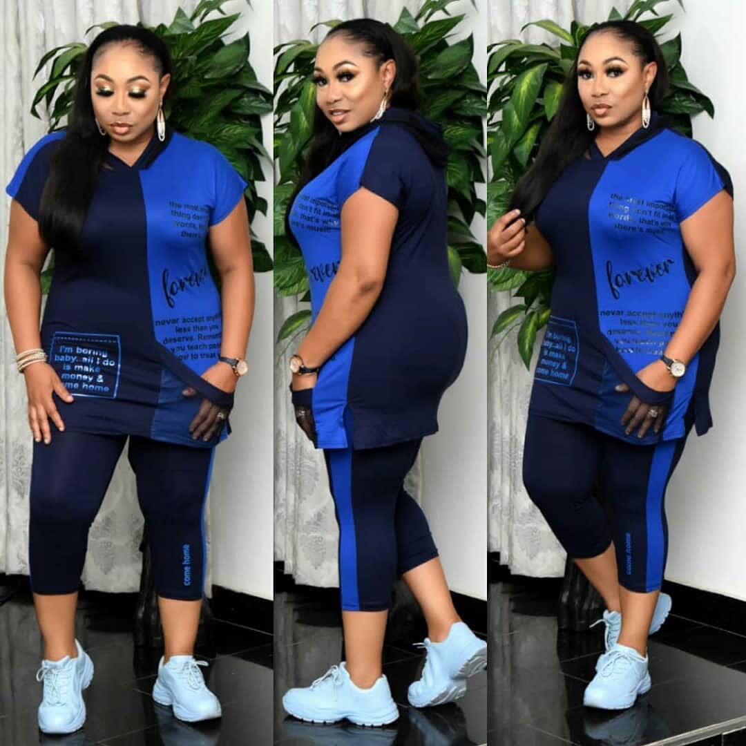 Two Piece Set Africa Clothes African Dashiki Striped Letters Suit Top Trousers Super Elastic Party For Women Outfits: Blue / 5XL