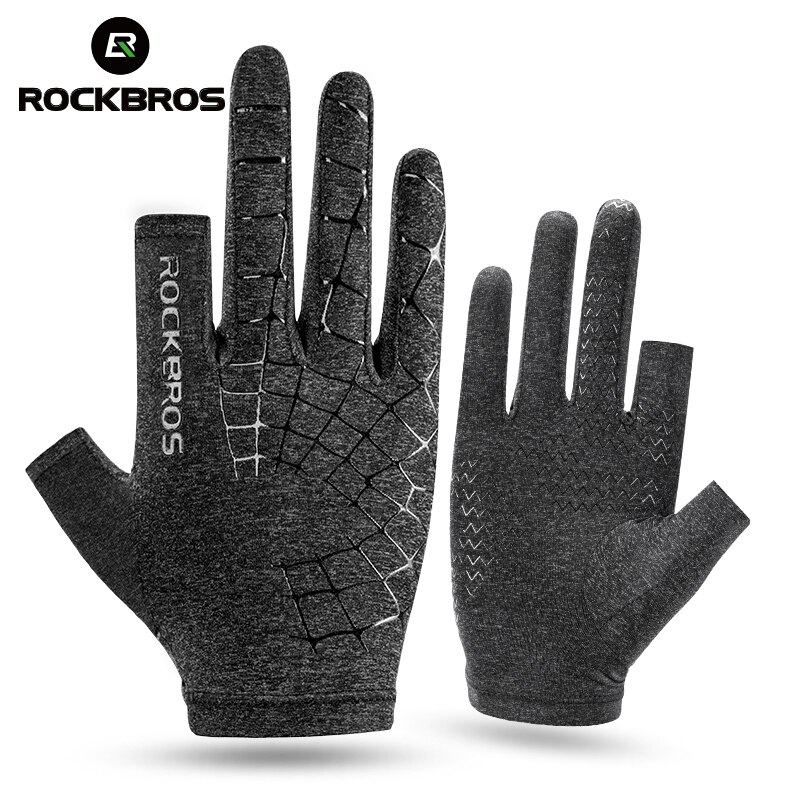 Rockbros is silke handsker touch screen handsker ridning cykel cykel halv hel finger handsker sommer mænd cykling uv beskyttelse handsker