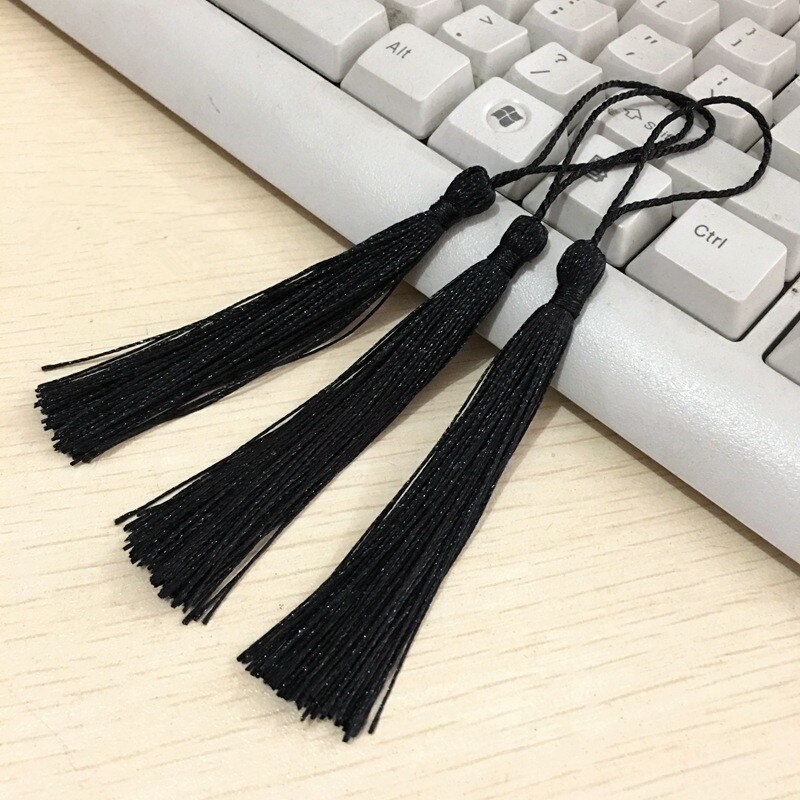 10 sztuk mieszane kolor 14cm jedwabne frędzle fringe szycia Bang zakończenie z frędzlami kluczowe frędzle dla DIY biżuteria naszyjnik chiński węzeł: Black