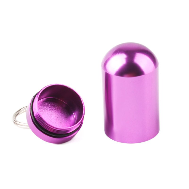 1Pc Aluminium Rvs Fles Geneeskunde Waterdichte Pillendoosje Leuke Houder Case Geneeskunde Fles Houder Container Sleutelhanger