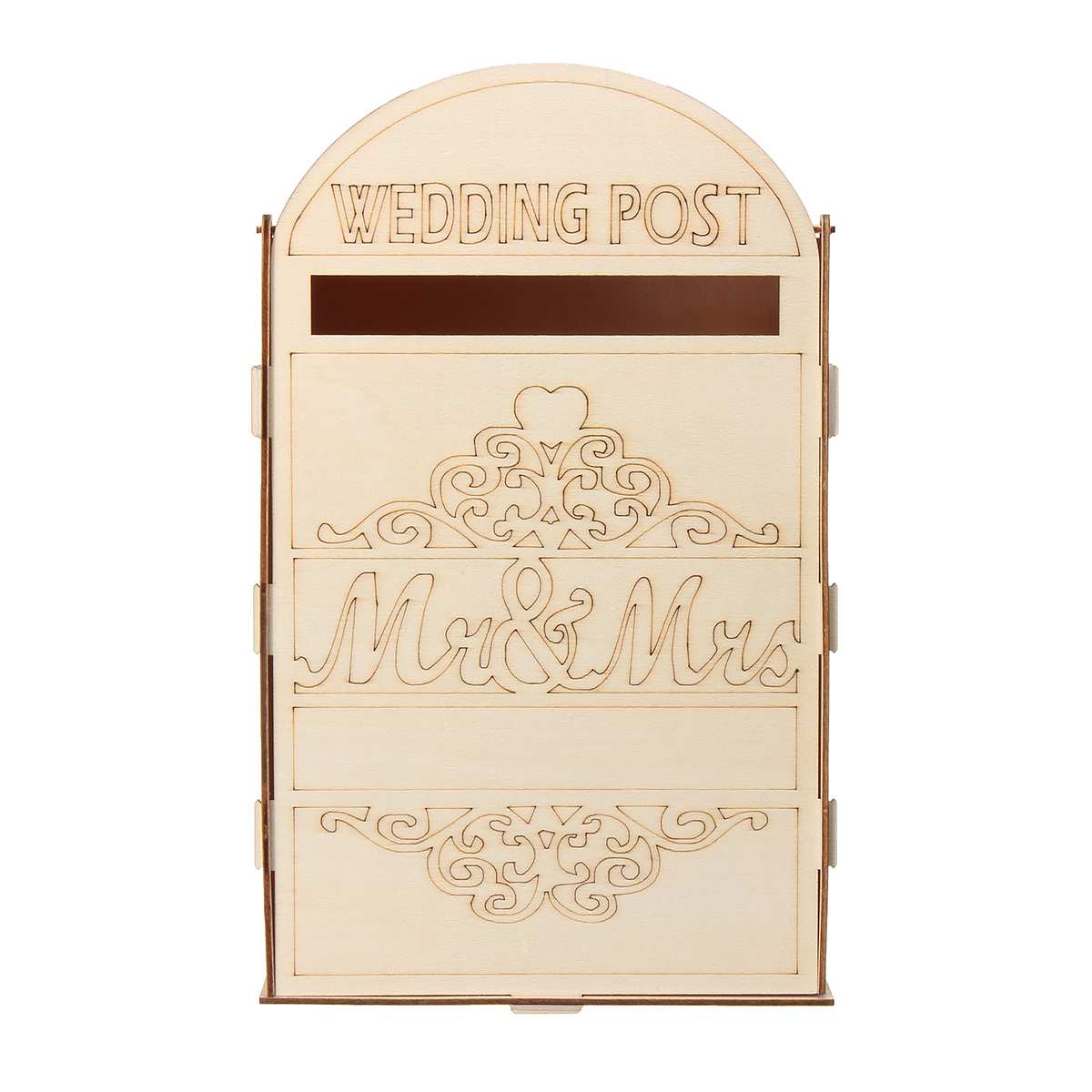 DIY Wooden Wedding Supplies Mailbox Royal Mail Style Ornaments Wedding Post Box Card Boxes With a Key: 2