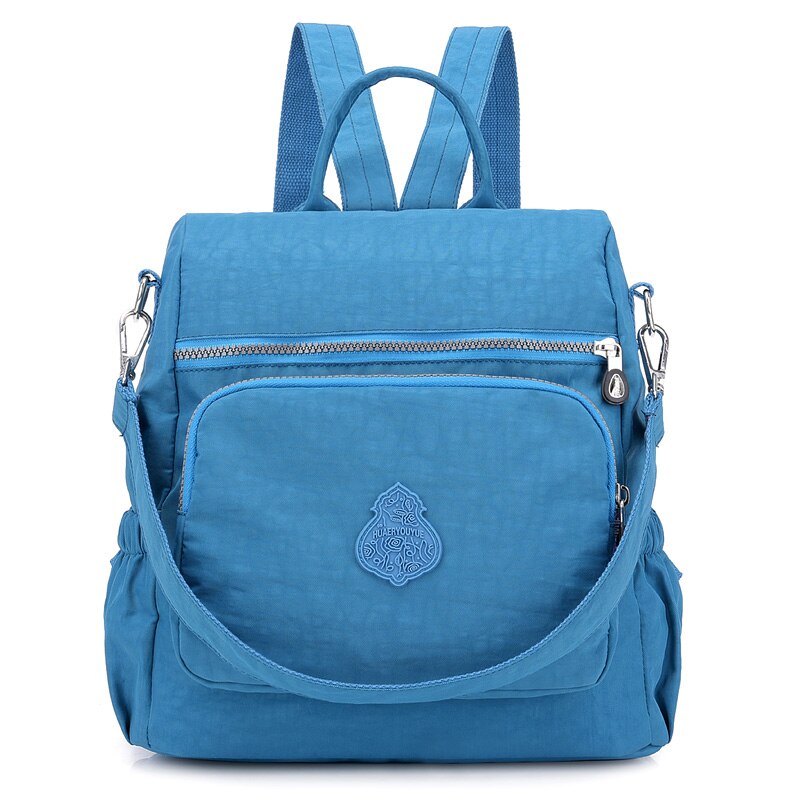 Preppy Style Women Backpack Waterproof Nylon School Bag Lady Women's Rucksack Female Casual Travel Shoulder Bag Mochila Feminina: sea blue