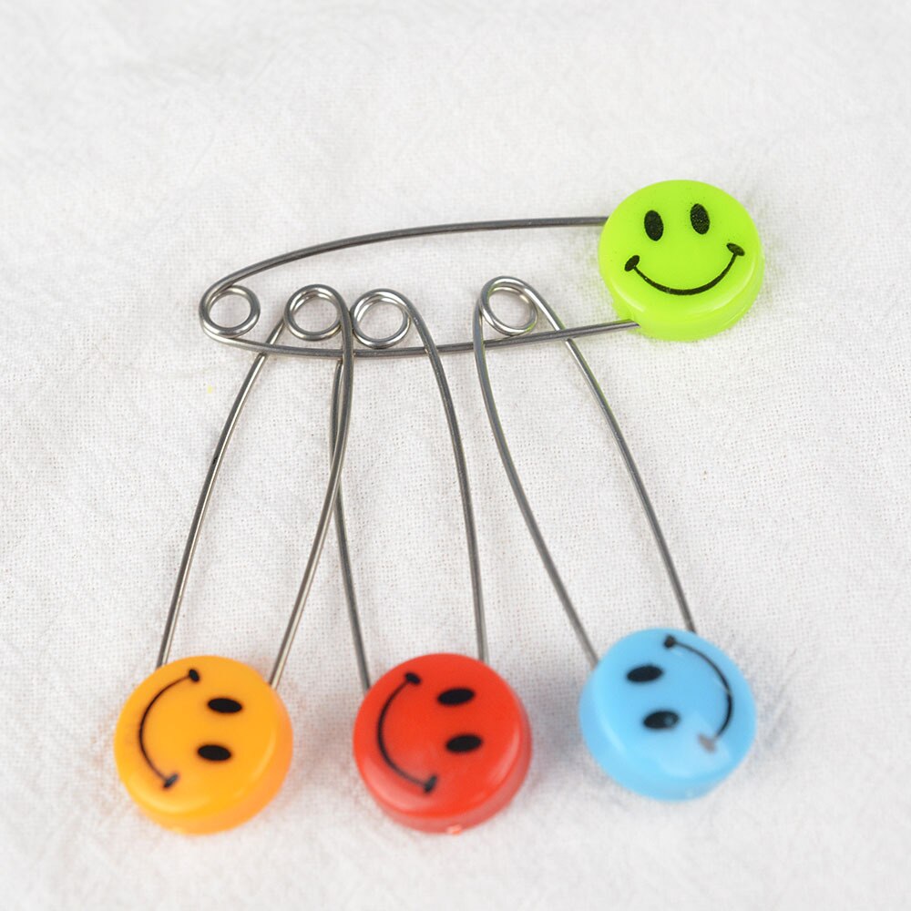 10Pcs 55Mm Veiligheidsspelden Kind Proof Veiligheid Pin, candy-Kleur-Smile Leuke Baby Veilig Pinnen, Plastic Hoofd, Voor Stof Luiers
