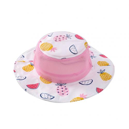 Sommer børn solhatte unisex frugt print bred skygge mesh hat uv beskyttelse hat udendørs strand visir cap til børn solhat: Ananas