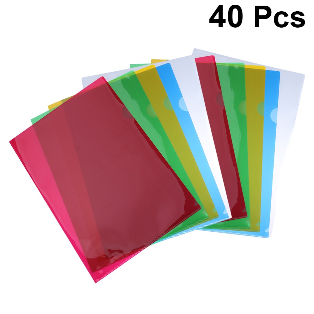 40 stuks plastic transparante l-vormige klembordklem hardboard papierhouder memo mappen bord voor thuis school kantoor (wit bl