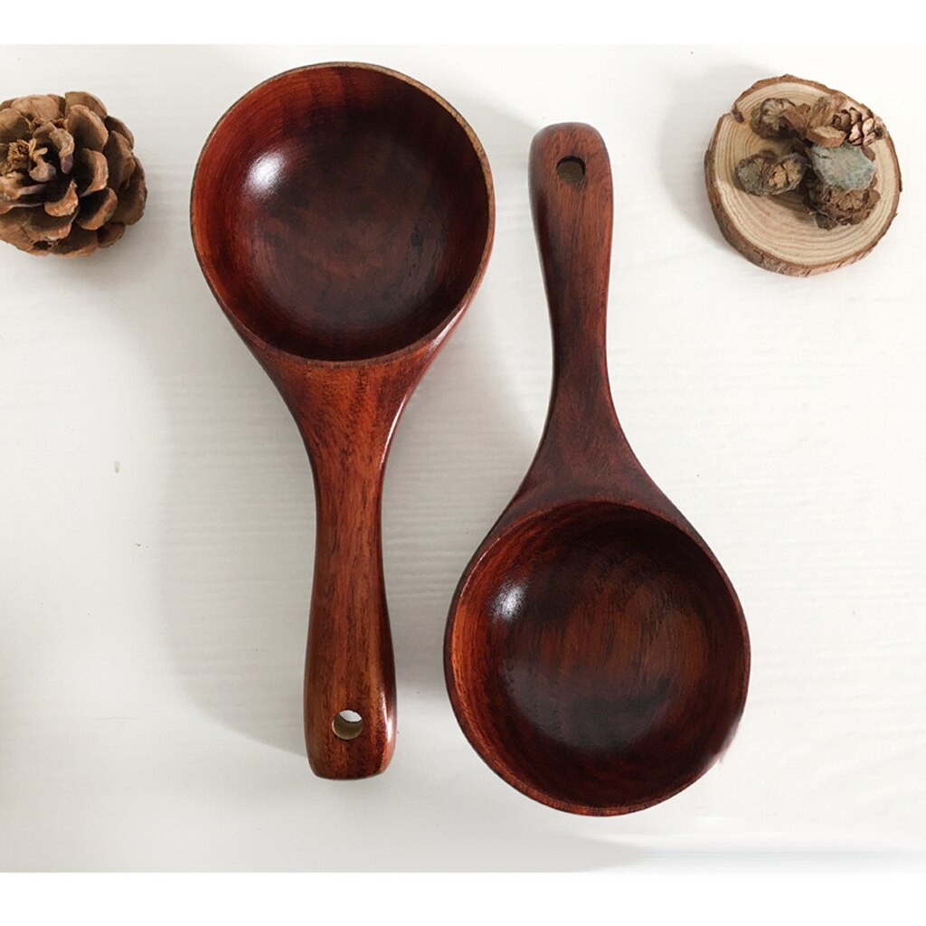 Wood Large Soup Ladle, Wooden Soup Serving Ladle - Handcrafted Kitchen Dinnerware Accessories, Soup Scoops with Short Handle