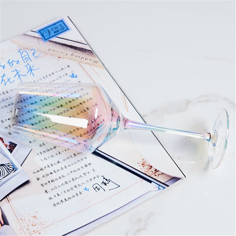 Rainbow bägare färgade vinglas jonpläterade glas festglas en mängd olika stilar färgglada kristall champagneglas: E