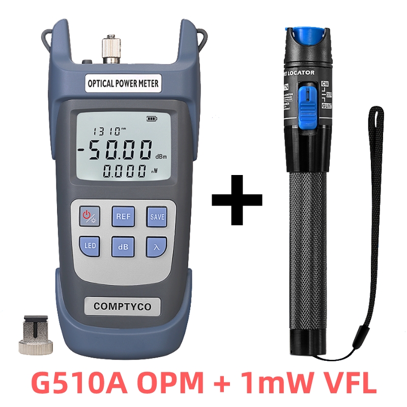 Medidor de potencia óptica (OPM -50 ~ + 26dBm) y localizador visual de fallos (1/10/20/30/50mw VFL) Kit de herramientas de prueba de cables de fibra óptica FTTH (opcional)