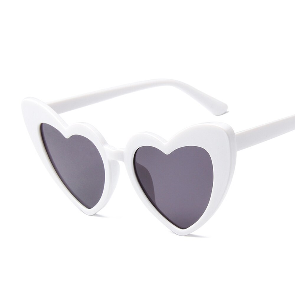 Heart Shaped Sonnenbrillen für Frauen Liebe Herz Sonnenbrille UV400 Schutz Brillen: White