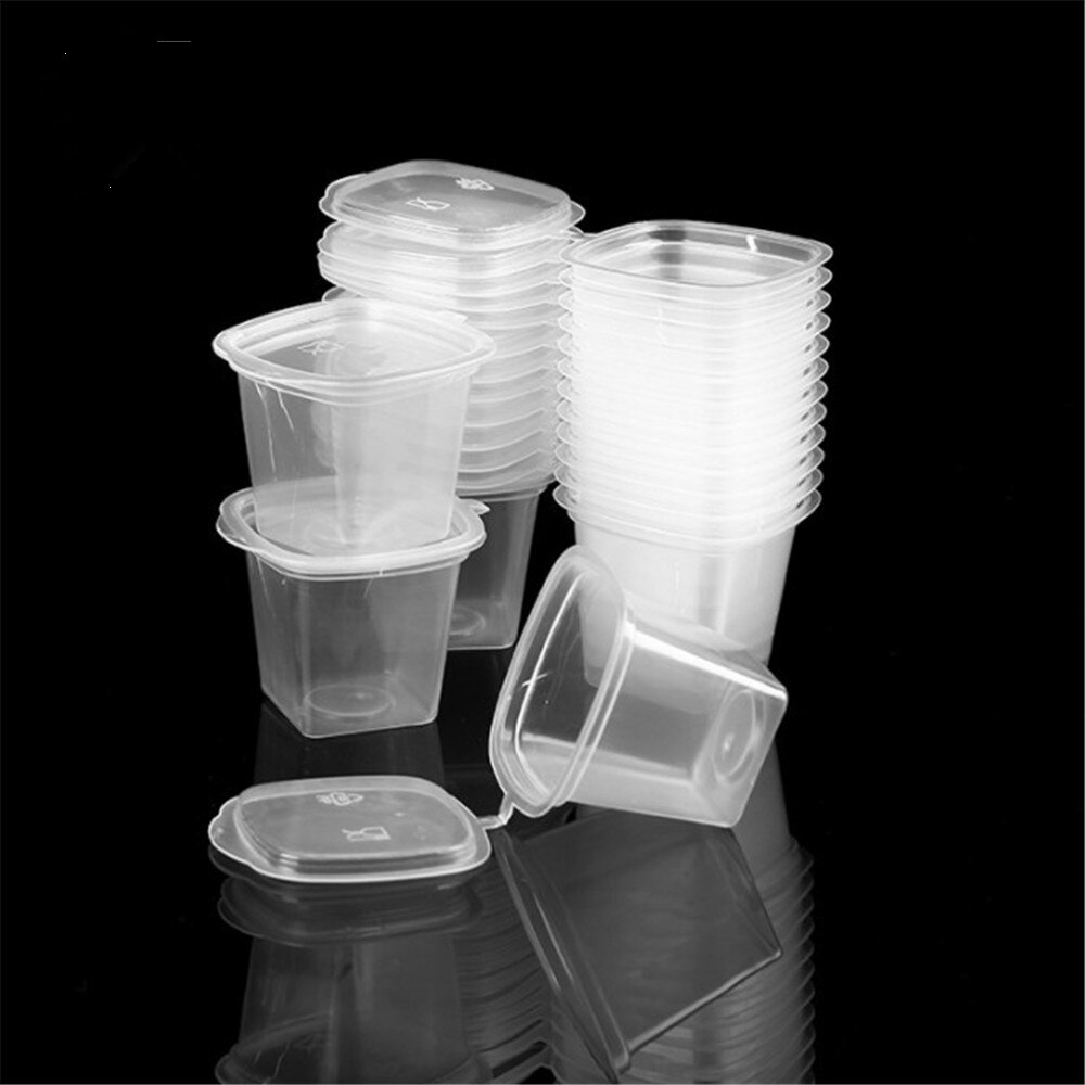 10pcs Disposable Clear Plastic Sauce Chutney Cups Food Container