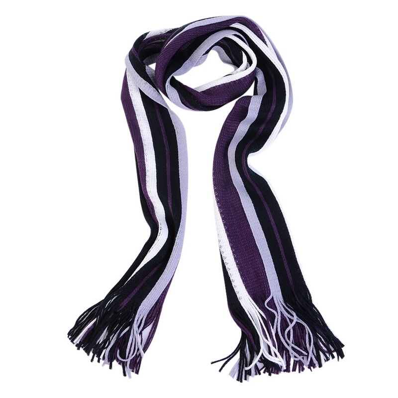 Dihope Winter Sjaal Mannen Gestreepte Katoenen Sjaal Mannelijke Sjaal Wrap Knit Kasjmier Bufandas Lange Gestreepte Met Kwastje: purple