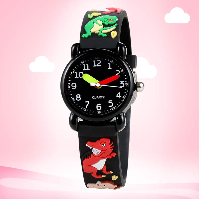 Jongens Meisjes Kinderkleding 3D Leuke Cartoon Sport Waterdichte Horloges Analoge Horloges: Black