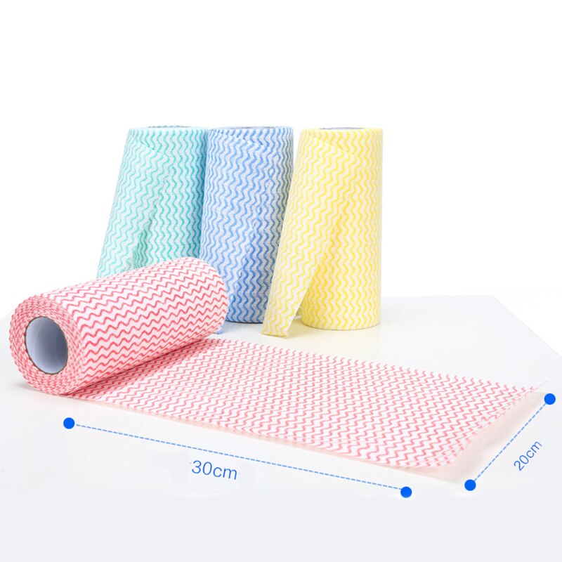 50 stuks/rol non-woven textiel was- en schoonmaakdoeken handdoeken keukendoeken wegwerp gestreepte praktische vodden afveeg- en schoonmaakpad 2020