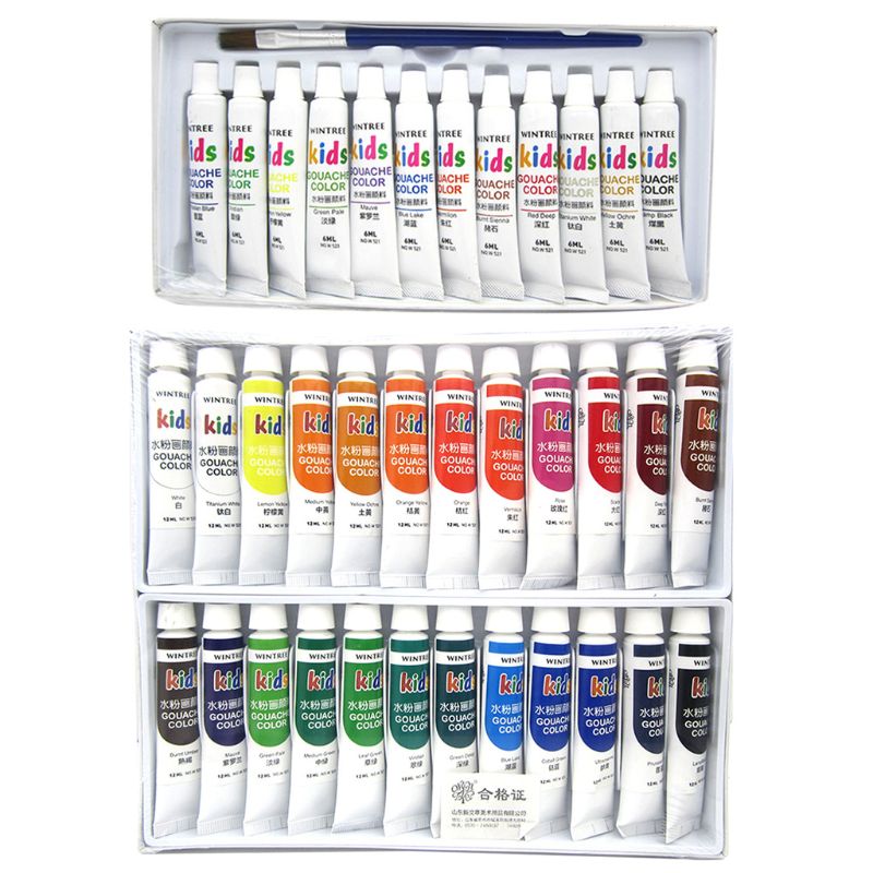 Gouache Paint Set 24 Vibrant Colors in Tubes Convenient to Mix with Great Result W91A