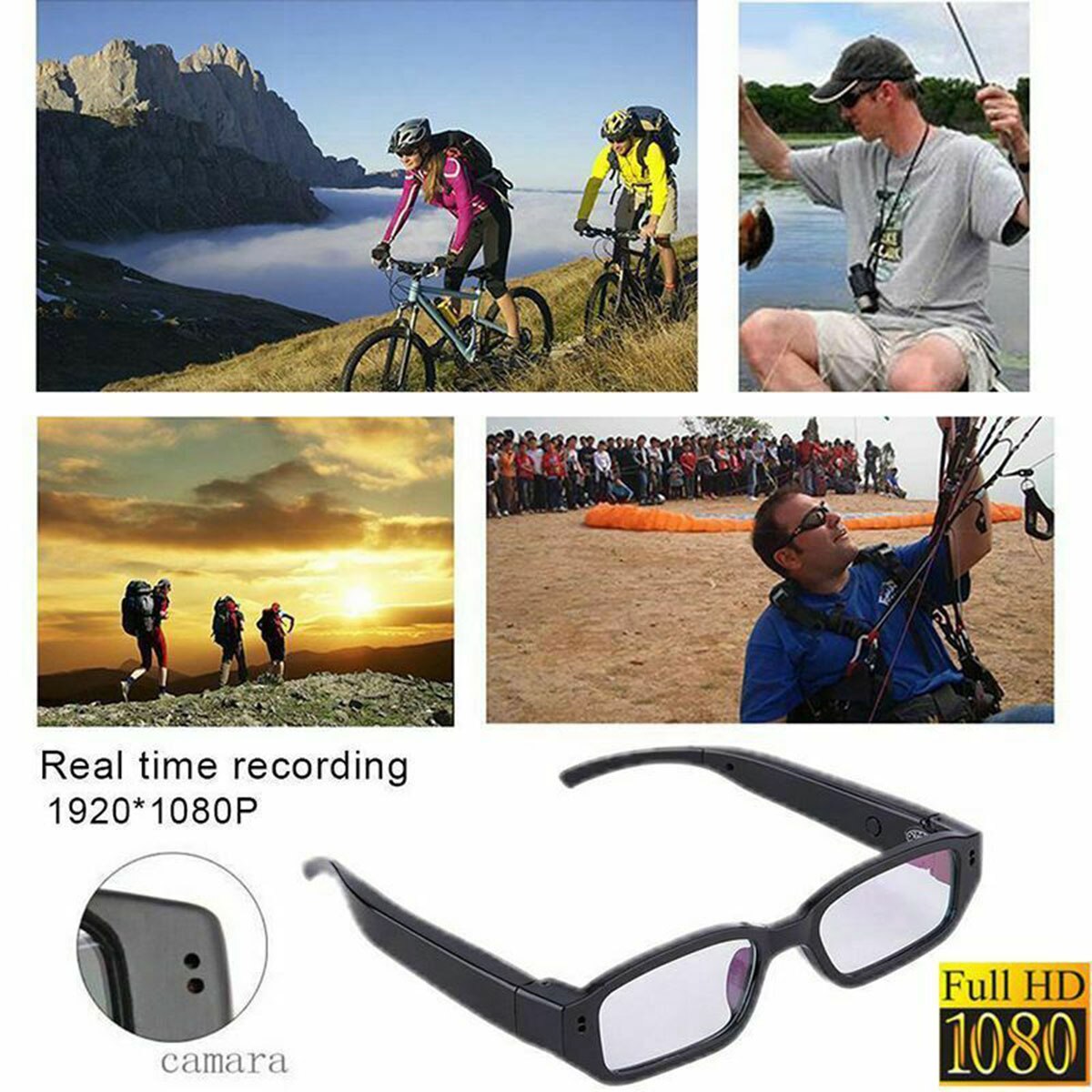 1080P HD Mini Camera Glasses Eyeglass DVR Video Recorder NVR Records for field training climbers travelers