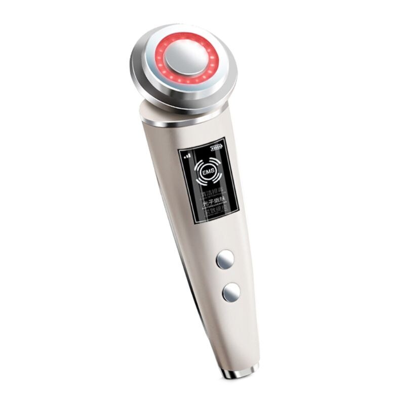 Rf ems iontoforese lys ansigtsæstetik vibration mikrostrøm import hud fugt ren lift pleje instrument: Champagneguld