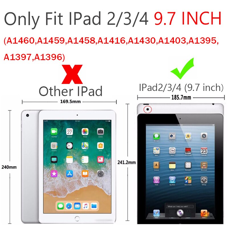PU Leather Flip Case for Apple iPad 2/3/4 - Shockproof Wallet Stand Cover with Card Slots