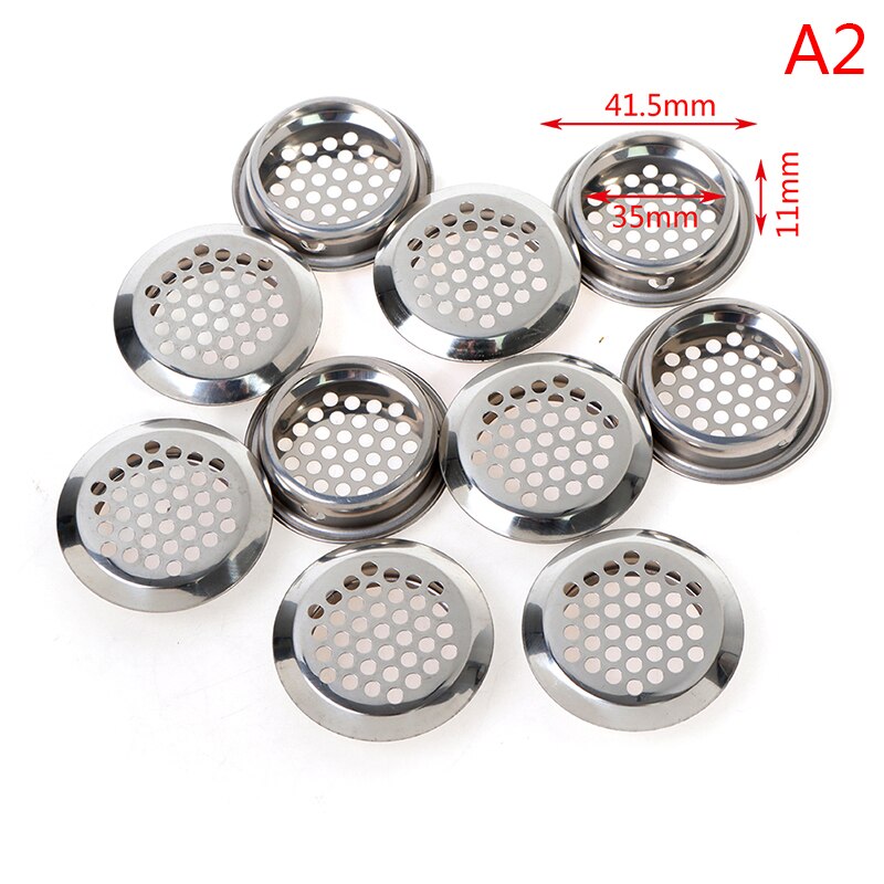 10 stk rundt skab luftkanal udluftning stål jalousi mesh hul prop dekoration dæksel garderobe gitter ventilationssystemer dia .19mm-53mm: A2