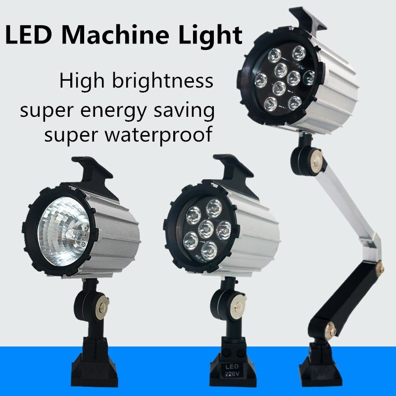 6W/7W /9W LED Machine Tool Operation Light Long Arm Foldable Waterproof Energy-Saving CNC Lathe Equipment Lighting 24V 220V