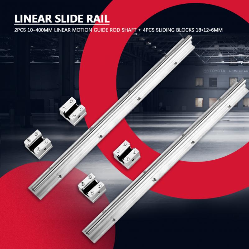 2 stks SBR10-400mm Linear Motion Guide Rod Shaft + 4 stks SBR10UU Blokken Schuiven Lineaire geleiderail