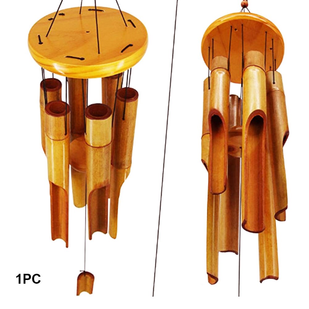 Craft 6 Tubes Balcony Bamboo Wind Chime Garden Decor Yard Outdoor Soothing Sound Relaxing Melody With Hook Retro Sympathy