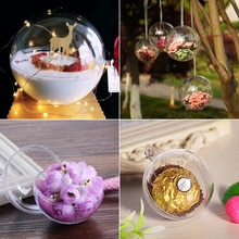 4-16cm Transparent Plastic Fillable Baubles Hollow Round Ball Eternal Flower Ball Wedding Valentine Christmas Decoration