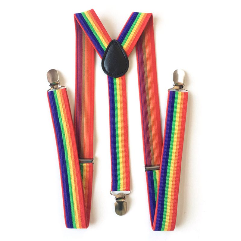 Bunte Gestreiften Band Regenbogen Lätzchen Hosen Riemen Clip Erwachsene unisex Hosenträger Schnalle Verstellbar Schulter Gürtel
