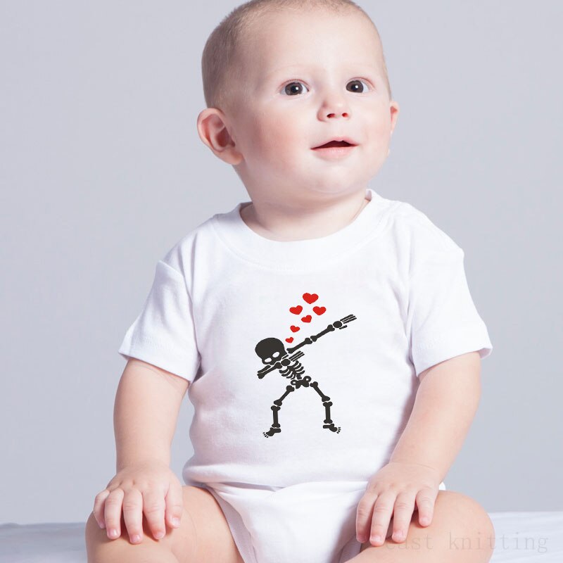 Dermspe Korte Mouwen Baby Peuter Romper Funny Skull Print Kids Peuter Romper Jongen Meisje Ronde Hals Kleding