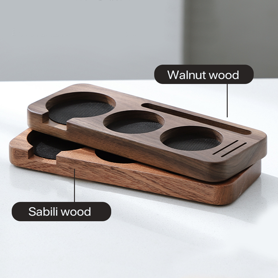 Base de Apoio para Porta-Filtro e Tamper de Café em Madeira Nogueira para Acessórios de Espresso 51MM 54MM 58MM - Suporte para Barista