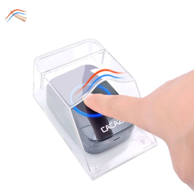 Capa à prova dwireless água para campainha sem fio porta bell carrilhão botão transparente transmissor lançadores pesados chuva neve