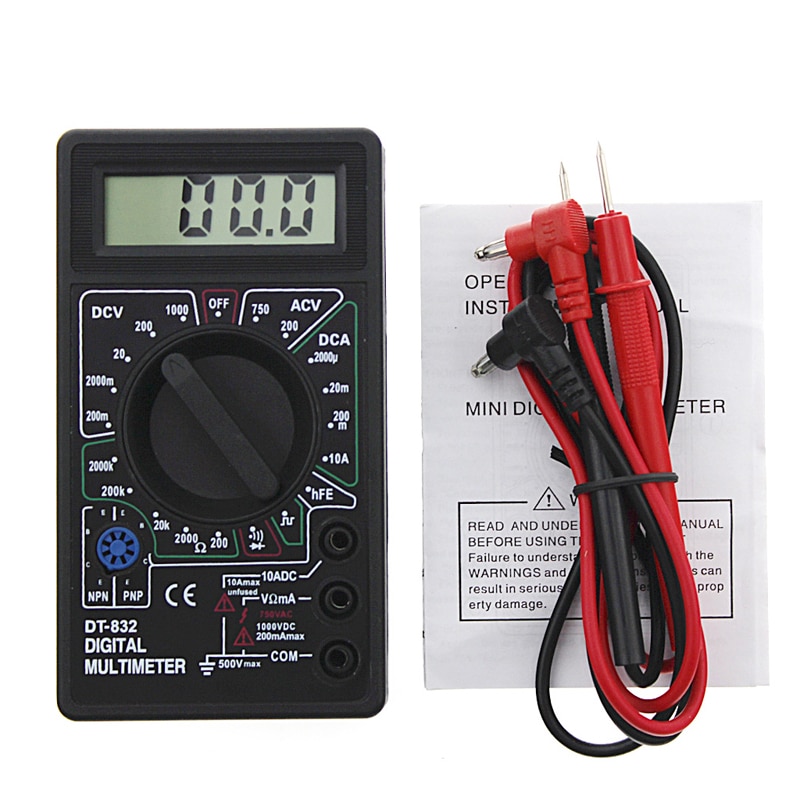 Professionele DT832 Digitale Multimeter Lcd Dc Ac Voltmeter Ampèremeter Ohm Tester