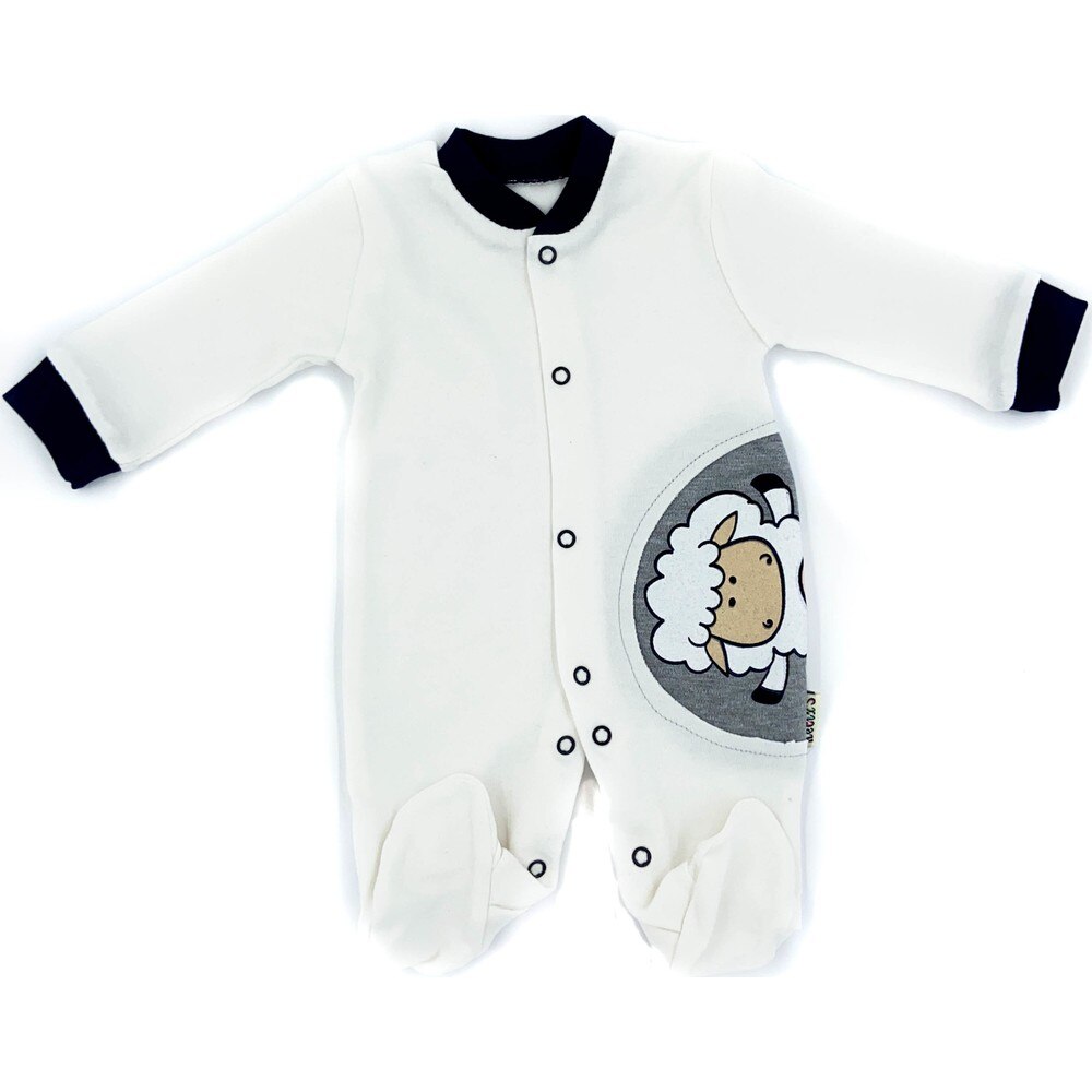 Necix del Neonato Tute E Salopette Vestito 3'lü 100 Cotone Nero Bianco di Agnello Della Mucca 0-3 Mensile