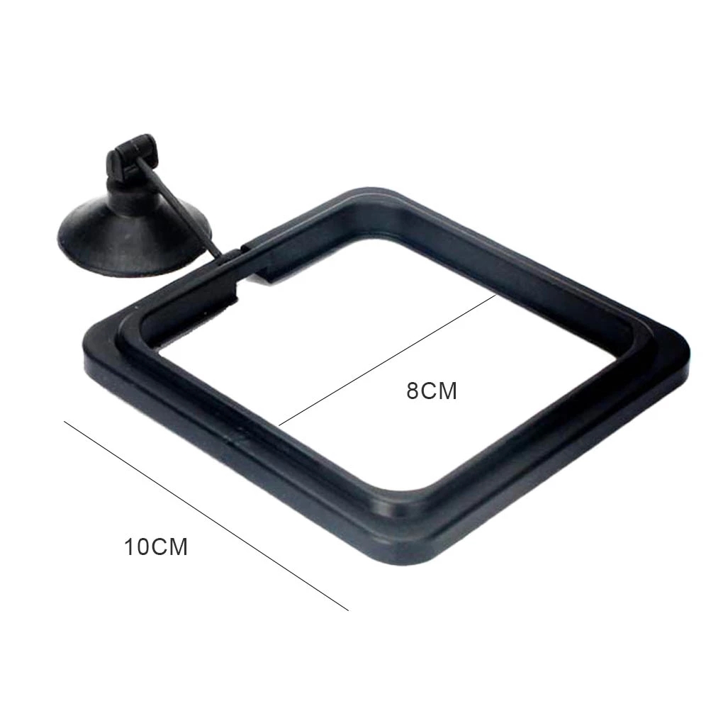 Floating Food Tray Feeder Square Circle Accessory Fish Food Feeder Suction Cup black Aquarium Feeding Ring Fish Tank Station